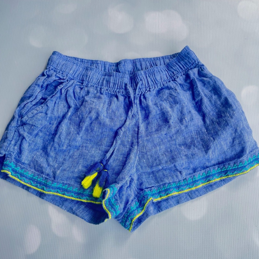 Vineyard Vines 100% Linen Tassel Shorts Women XXS Boho Beach Nautical Coastal